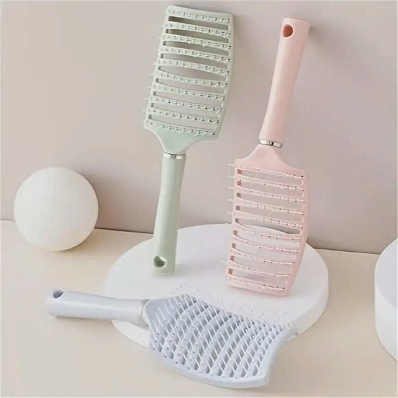 Combo 4 Lược Chải Gỡ Rối Làm Phông Tóc - Lược Bán Nguyệt Màu Trơn Pastel Siêu Xinh 5