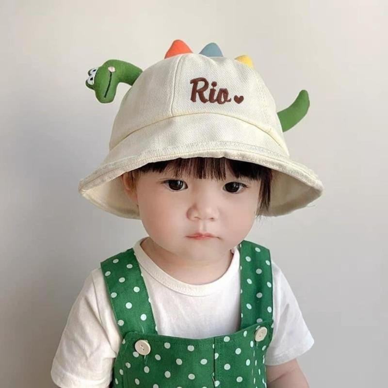 Mũ Thêu Tên hình khủng long siêu dễ thương phong cách hàn quốc cho bé trai và gái Hat Nón Kaki Voi