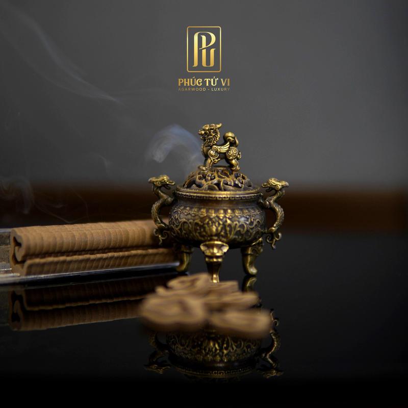 NHANG VÂN MÂY MINI CAO CẤP PHÚC TỬ VI Trầm Hương Thiên Nhiên Tặng kèm lư hợp kim đồng mini Dầu Thơm Phòng