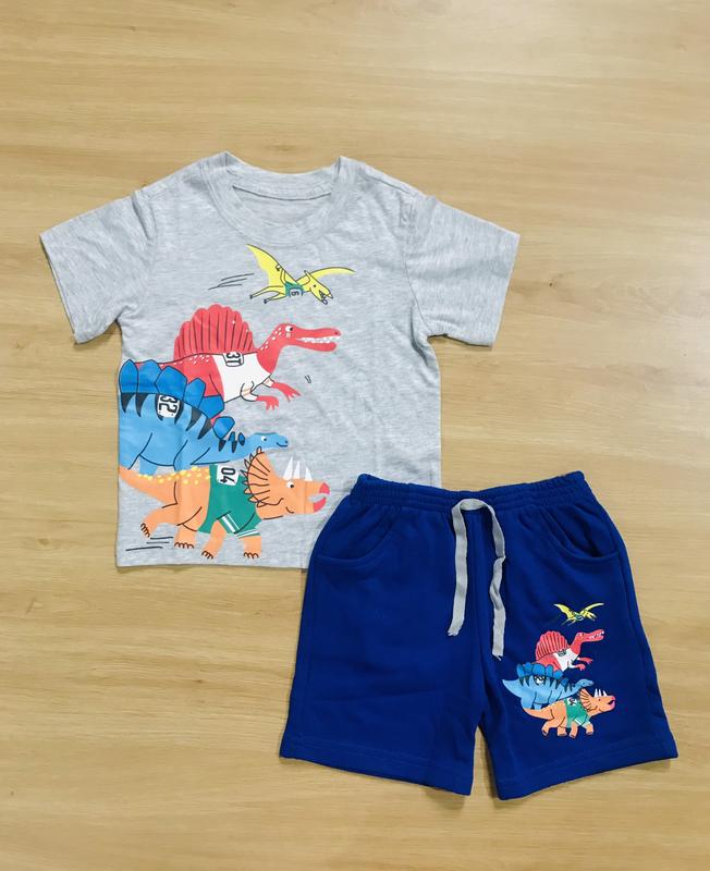 Bộ cộc tay samsoo mẫu đàn khủng long màu ghi cho bé