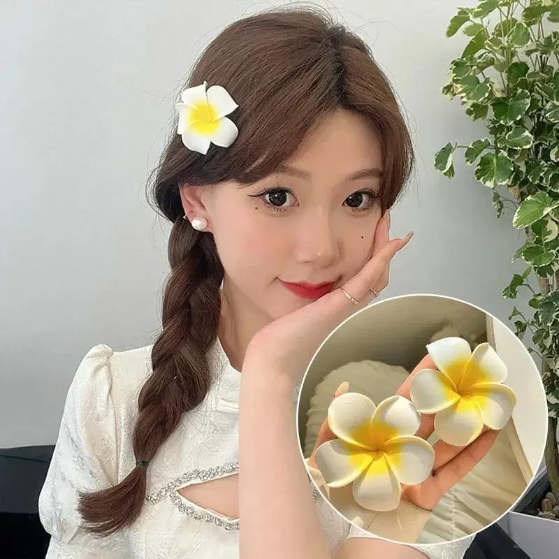 Product Introduction of Fashion Women Plumeria Flower Hair Clips Girls Aesthetic Hairpins Egg Flower Barrette Party Bag Hair Accessories 25