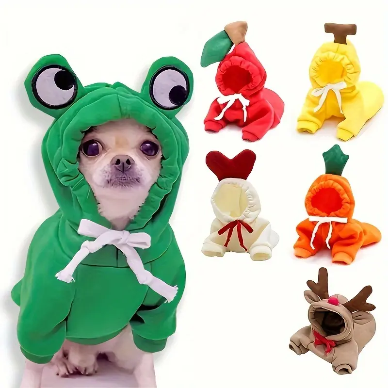 Winter Warm Fleece 1pc Cute Fruit Design Dog Hoodie - Christmas Gift Pet Clothes For Dogs 0