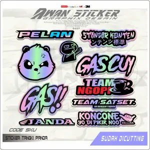Stiker Viral Logo Hologram Stiker Tanki Motor Hypebeast Panda Racing Anti Air