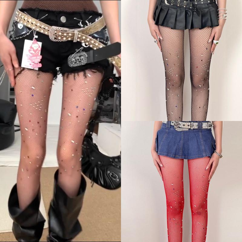 Quần tất lưới nylon lấp lánh đá pha lê, thời trang mùa hè, quần tất đinh kim…