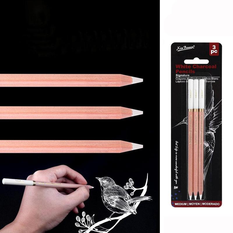 12pcs Marie's White Charcoal Pencils Set,Sketch Highlight Pencils,for