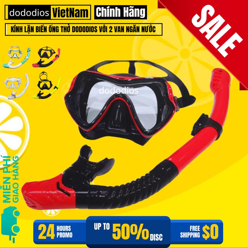 Kính Lặn Biển Ống Thở Dododios Với 2 Van Ngăn Nước Tốt, Mặt Nạ Lặn Với Mắt Kính Cường Lực - Hàng Chính Hãng Dododios - Kính Lặn Ống Thở Lặn Biển Dododios Với Mắt Kiếng Lặn Cường Lưc, Cản Tia UV (309)
