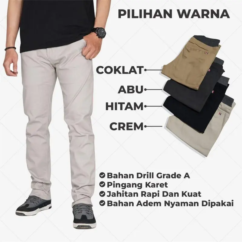 PAKET 100 RIBU DAPAT 4 PCS CELANA PANJANG PRIA//CELANA CHINO COWO KEREN//CELANA CHINO PANJANG PRIA// CELANA PANJANG PRIA TERBARU 2024// CELANA PRIA//CHINOS PRIA PANJANG//STYLE KEKINIAN 1