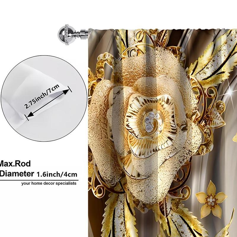 Product Introduction of 1 Pair Floral & Jewelry Pattern Curtain, Vintage Luxury Blackout Curtain for Bedroom Living Room Study Home Decor, Spring Decorations for Home Living Room Bedroom 2