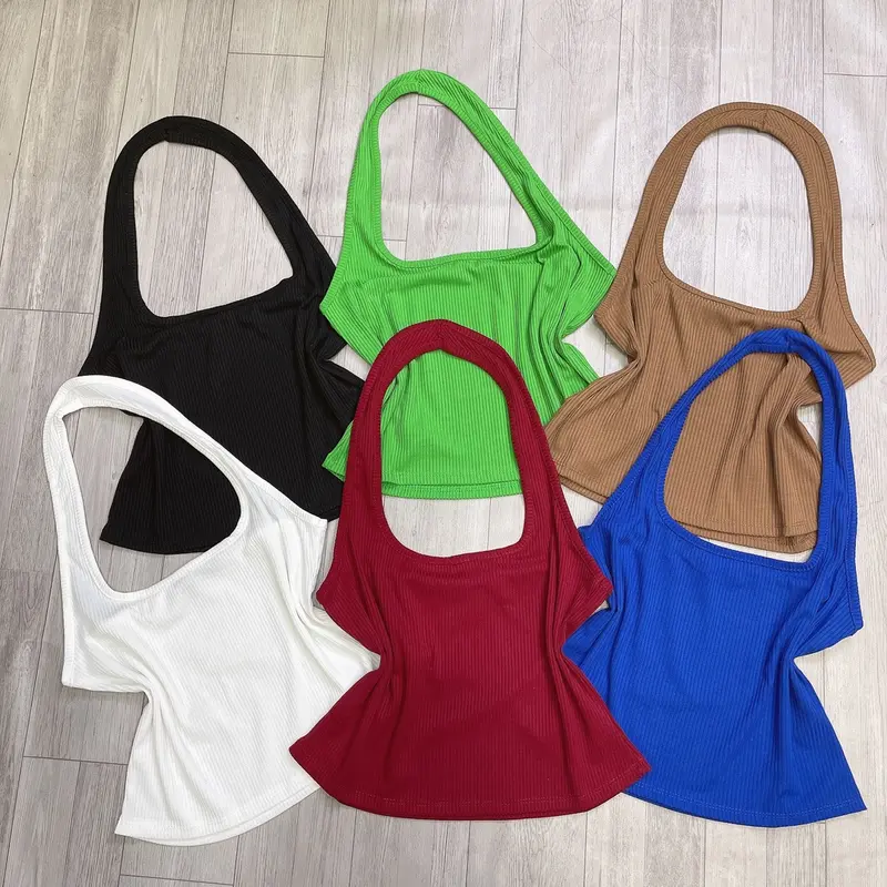 Áo Croptop Nữ Kiểu Yếm Hở Lưng Bigsize Cô Nhỏ Choàng Cổ Ôm Body Dễ Thương Vải Thun Gân Co Giãn G5 5
