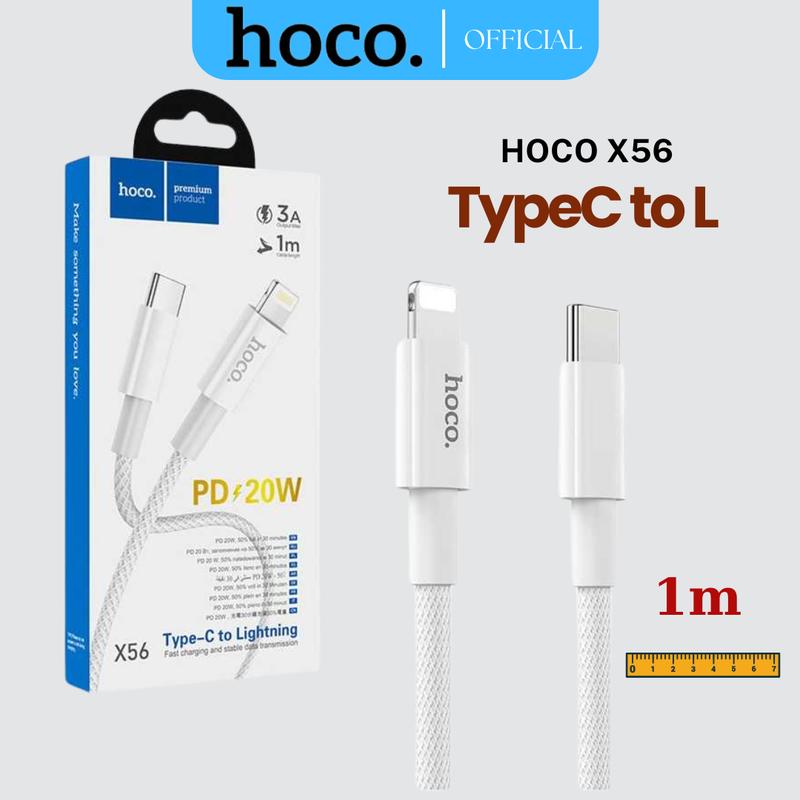 Cáp sạc nhanh PD20W bọc dù Hoco X56 TypeC to L 1m độ bền cao sạc nhanh 8 X 11 12 13 14 Phụ Kiện Sạc Điện Thoại capsacnhanh 20w