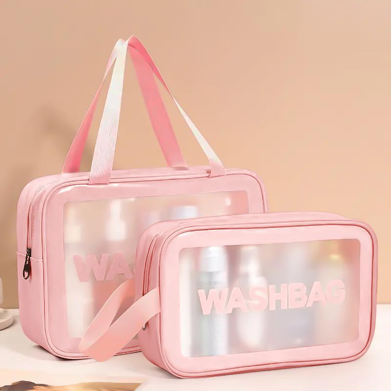 Translucent Makeup Bag with Handle, Portable & Dustproof & Large Capacity Cosmetics Storage Bag, Zipper Makeup Organizer Pouch, Wet & Dry Uses Storage Bag, Christmas Gift 6