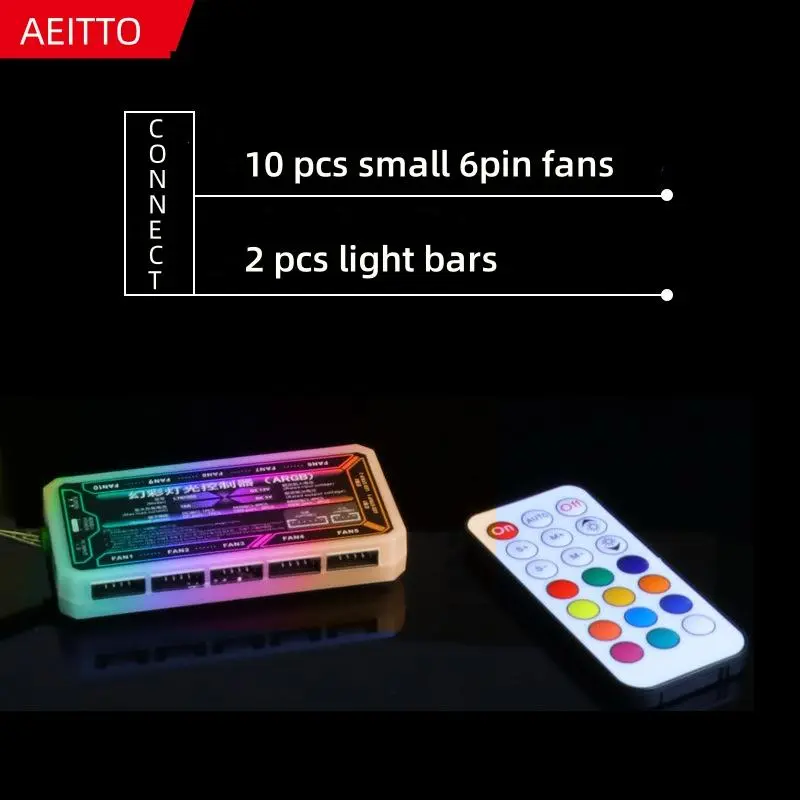 AEITTO RGB Chassis Fan, 12cm Desktop Computer Cooling Fan with Remote Control, Small 6Pin Mute Fan Cooler Radiator 8