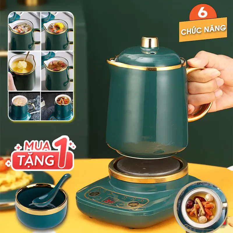 Cốc Chưng Yến, Cốc Hầm Đa Năng Kèm Thìa Bát Sứ Cùng Màu nồi nấu mini 500ml, 600ml, 800ml, hâm nóng, hãm, pha trà Máy Làm Sữa 3