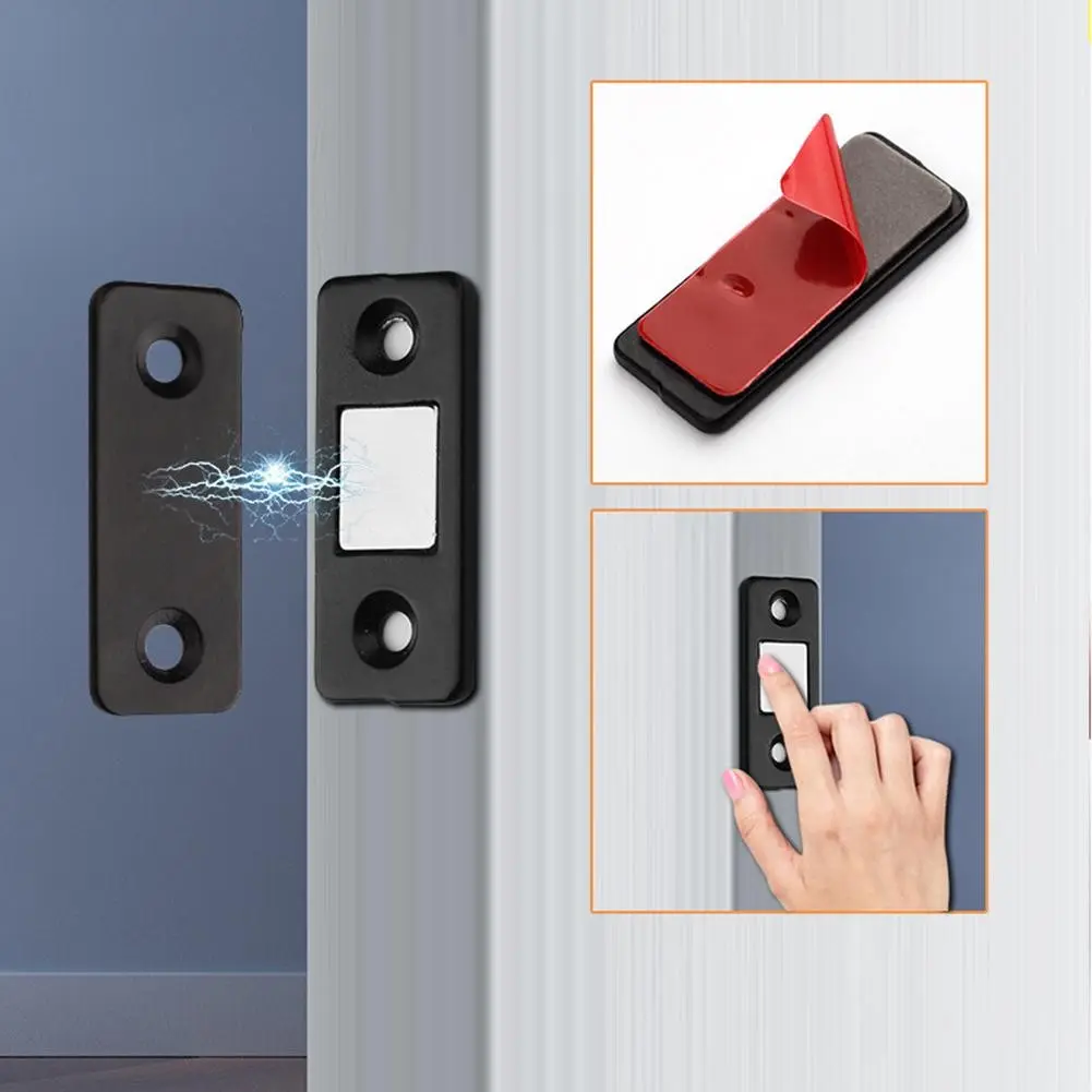 Nam Châm Hít Cửa Tủ Siêu Mỏng - Chốt Khóa Từ Tính Inox 304 Cho Tủ Quần Áo, Tủ Bếp, Phòng Tắm - Kèm Băng Keo & Ốc Vít