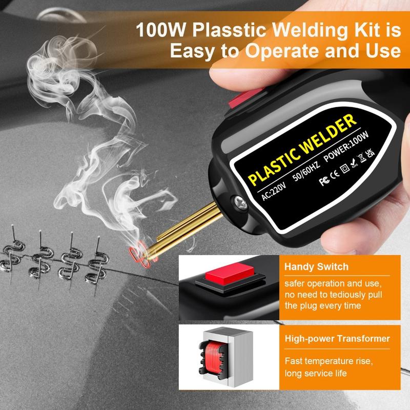 Product Introduction of Durable Plastic Stapler Guns Repair Tools 100W Mini Style Welding Welder Machine Kit UK Plug High Power Car Bumper Repair 23