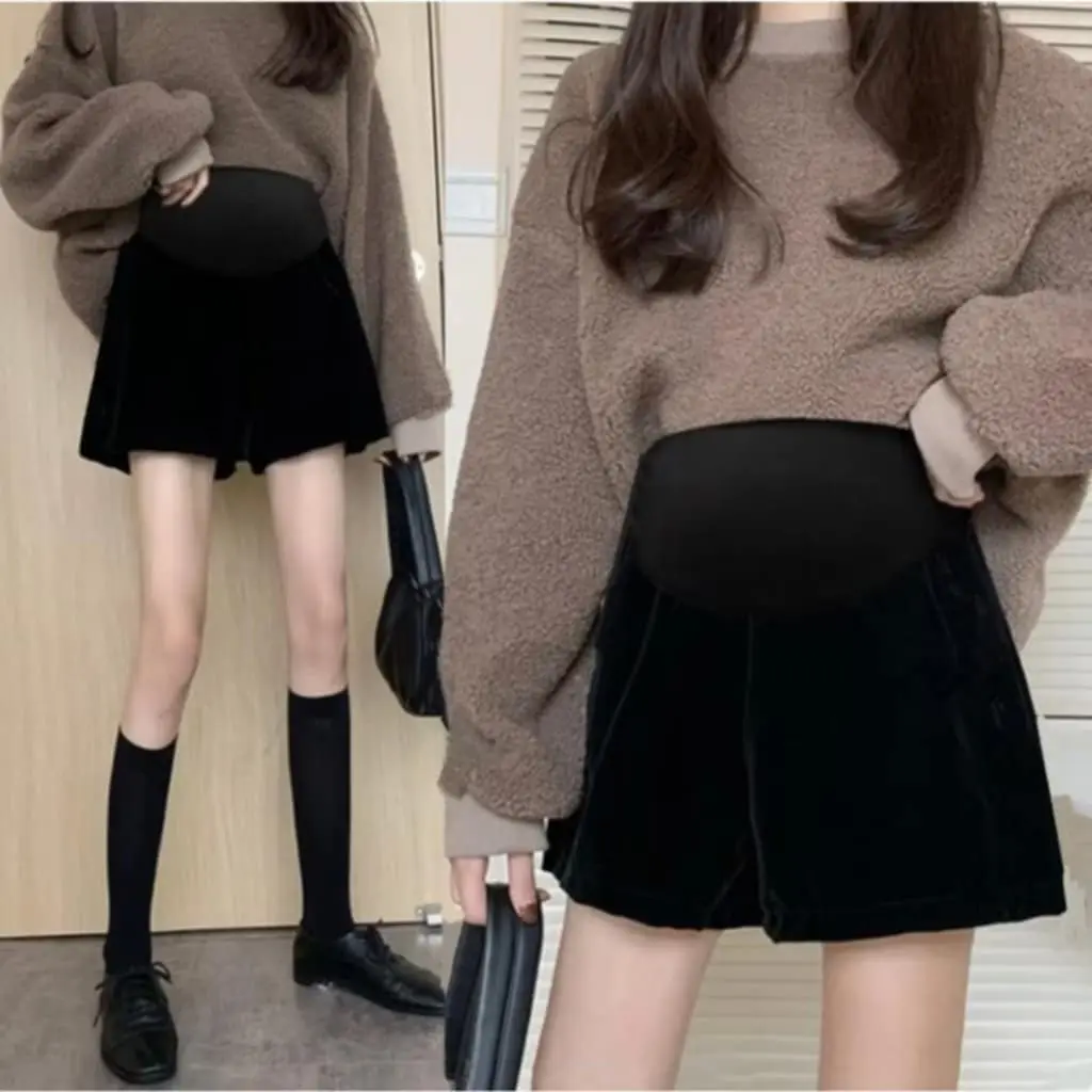 Quần sóc bầu NHUNG TRƠN có đáp bụng chỉnh dành cho bầu
