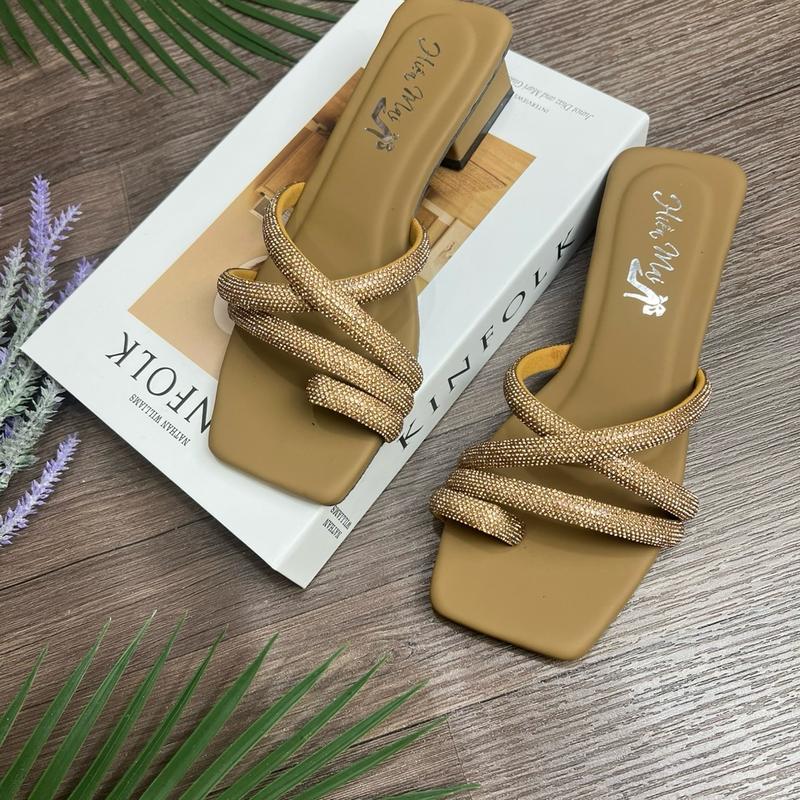 Dép Gót Vuông Cao 3 Phân Xoàn Đá Lấp Lánh Đi êm Chân (Mã C10) - Nữ Shoes DéP