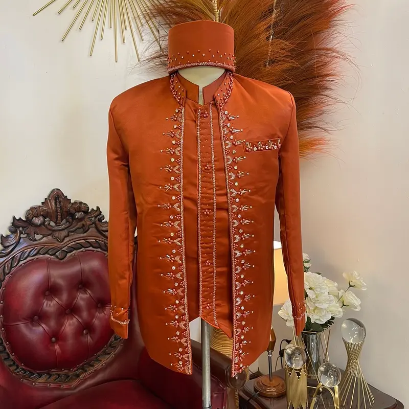 Beskap pengantin motif mutiara tabur payet zig-zag || Beskap pengantin pria Polos 4