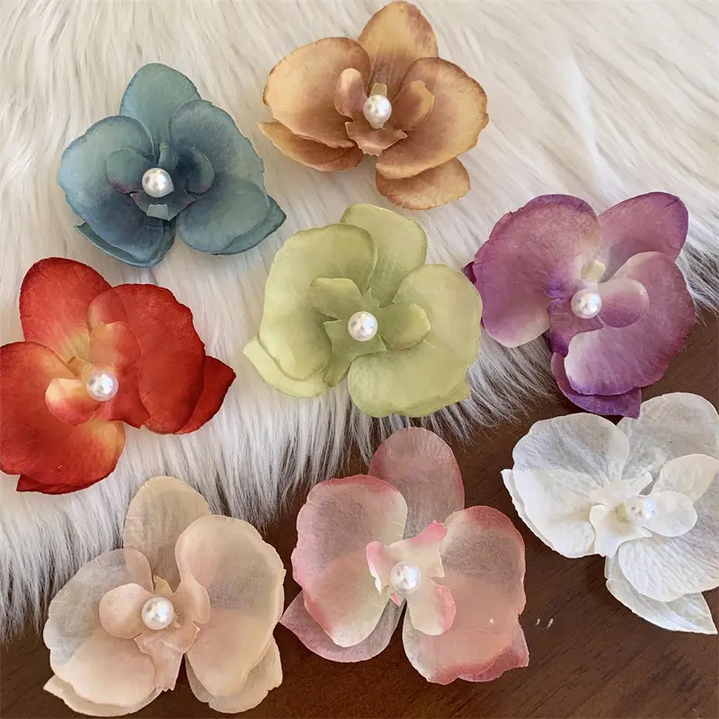 Orchid Hair Clip - Ethereal Floral Hairpin for Bohemian Hairstyles, Duckbill Snap Clip for Side Bangs, Hypoallergenic Hair Claw, Nature-Inspired Bridal Hair Accessories