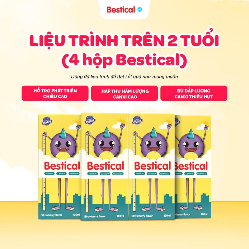 [Liệu Trình Cho Trẻ Từ 2 Tuổi] COMBO 4 Hộp Canxi Bestical (120ml): Bổ sung Canxi, Vitamin D3 K2 Cho Bé