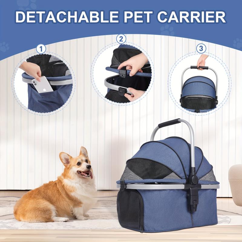 TikTok Shop Pet Accessories 3 IN1 Dog Stroller for Small Medium Dogs Up to 48 lbs Pet Stroller with Detachable Carrier and Car Seat