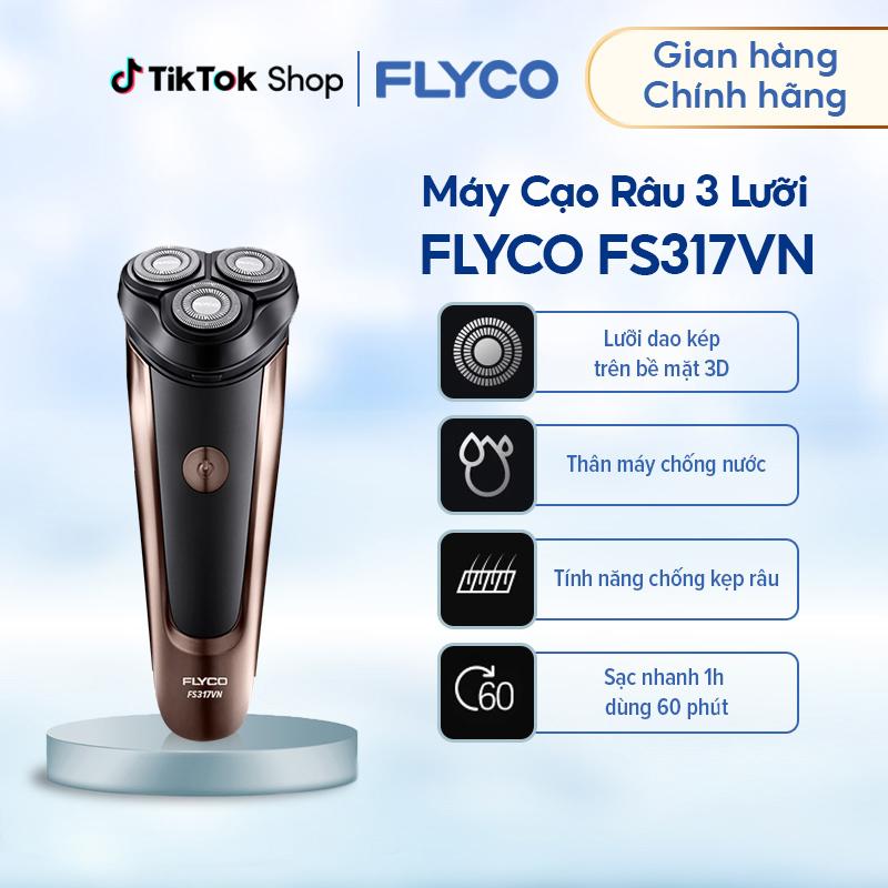 Máy Cạo Râu Flyco FS317VN 3 Lưỡi Kép Thân Máy Kháng Nước Sạc Nhanh 1 Giờ - Hàng Chính Hãng
