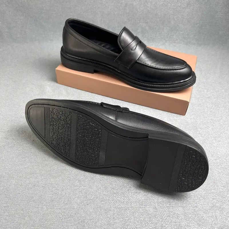 MẪU V3 - Giày Da Penny Loafer Trơn ,Đế tăng chiều cao 4,5cm,Giay Đủ size 37-44-Giày Tăng Chiều Cao Nam Nhung Shoes 7
