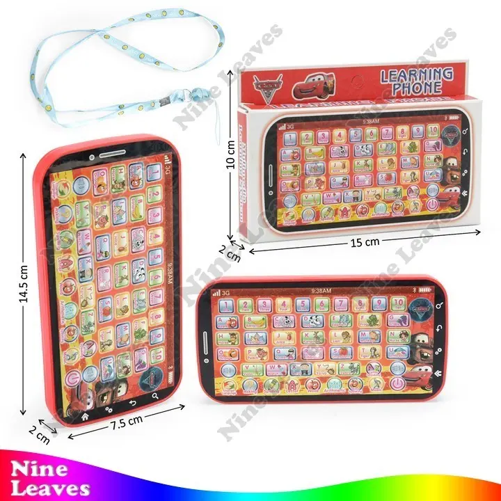 Mainan Edukasi Ipad Motif Karakter Cars Musik Suara + Tali Learning Phone