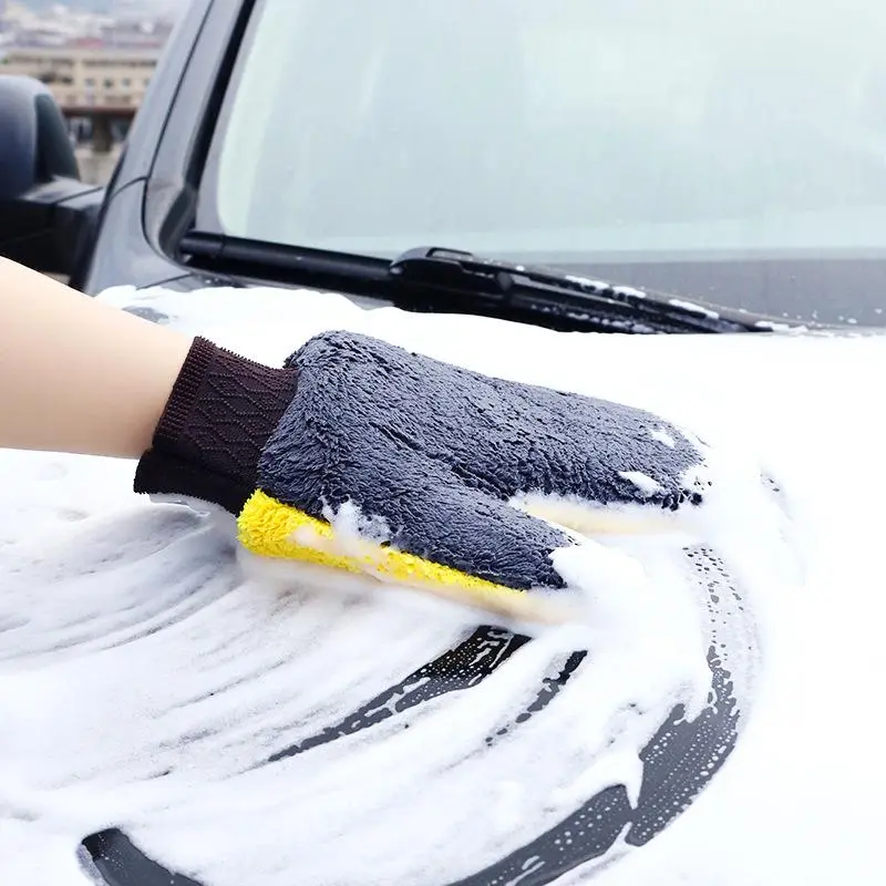 Double-sided Car Wash Glove, Waterproof Coral Fleece Car Cleaning Glove, Car Wash Tool, Car Cleaning Accessories 2