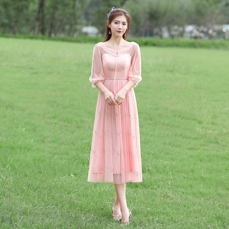 Product Introduction of Bridesmaid Dress Dress Women's New Niche High-Grade Wedding Sisters Group Dress Slim 6