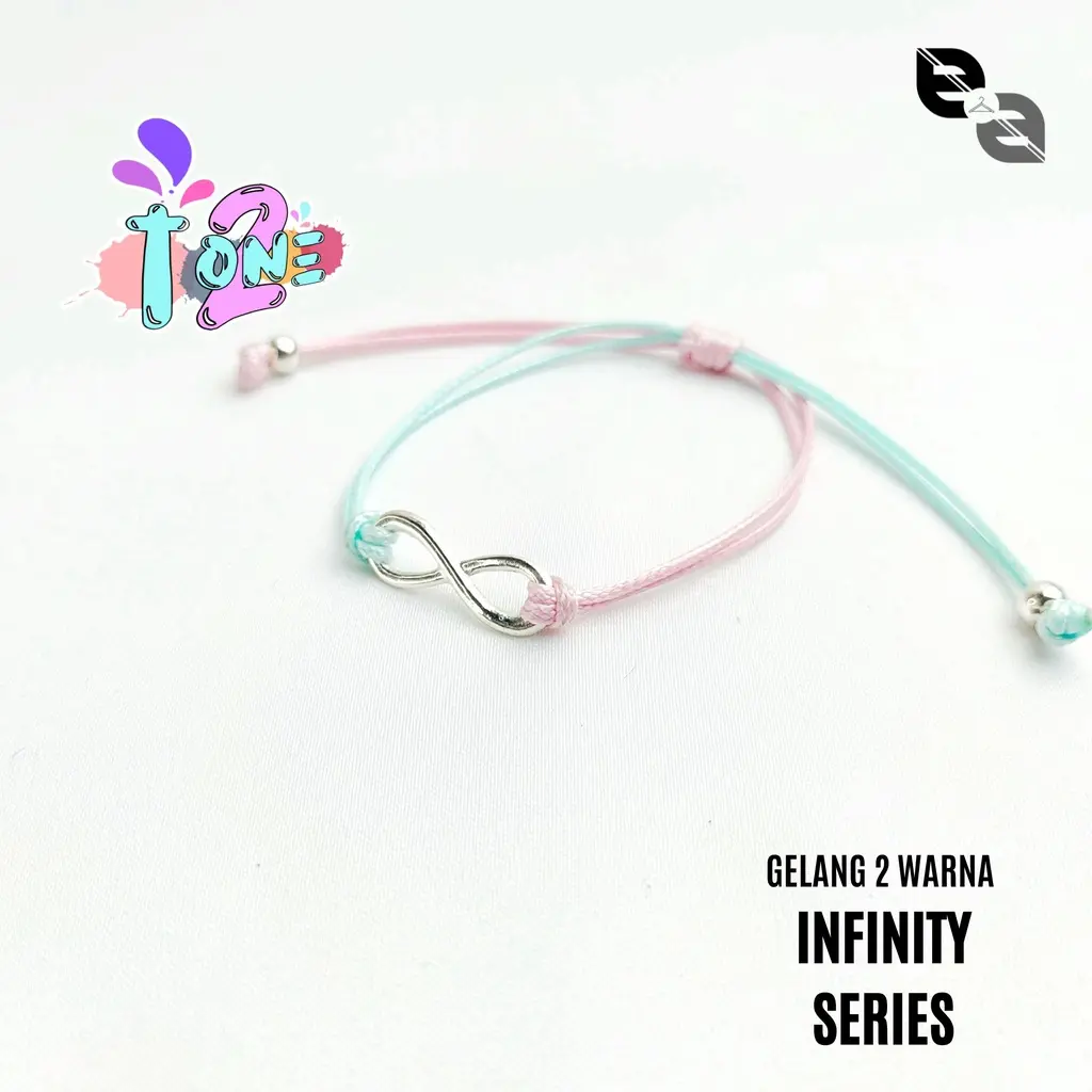 Gelang Infinity Silver 2 Warna Tone Gelang Tangan Simple Gelang Tali Gelang Serut Tali Wanita Korea  Dewasa Anak Gelang Vintage Kasual