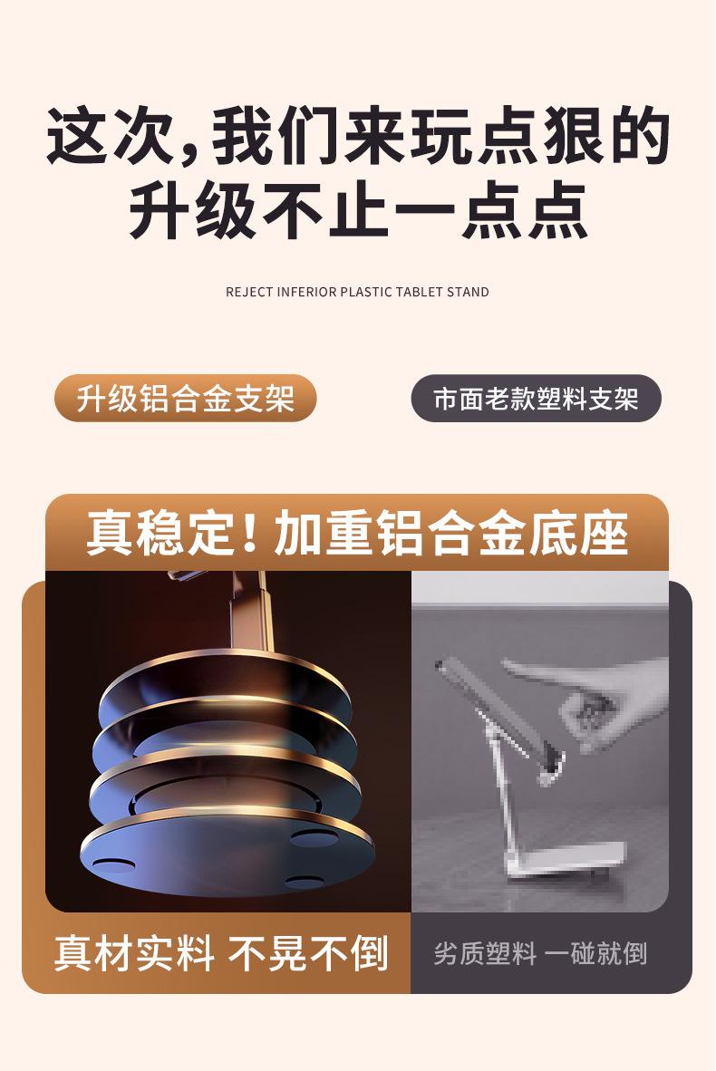 Product Introduction of The base of the phone is made of metal alloy material, rotating folding, supporting base, suitable for mobile phones and tablets 10 and 9 inches Cellphone Smartphone 0