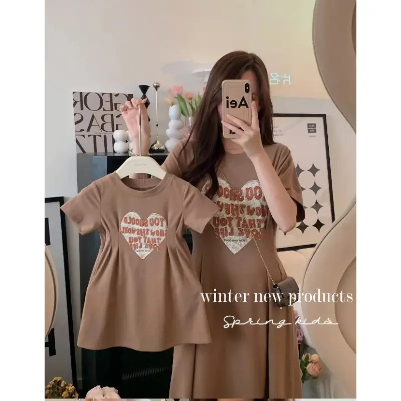 Trang Phục Mùa Hè, Phong Cách Hàn Quốc, Thường Ngày, Thiết Kế Tình Yêu Tiếng Anh, Quần Áo Mẹ Và Con, Cạp Cao, Váy Mẹ, Phong Cách Hợp Xu hướng Thích Hợp Cho Trang Phục Mẹ Và Con 6