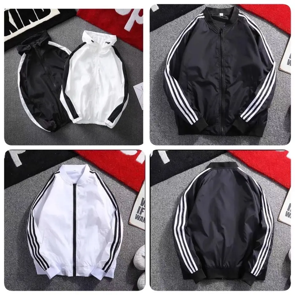 เสื้อคลุมแขนยาว สไตล์เกาหลี กันแดด กันลม มีฮู้ดแต่งแถบด้านข้าง