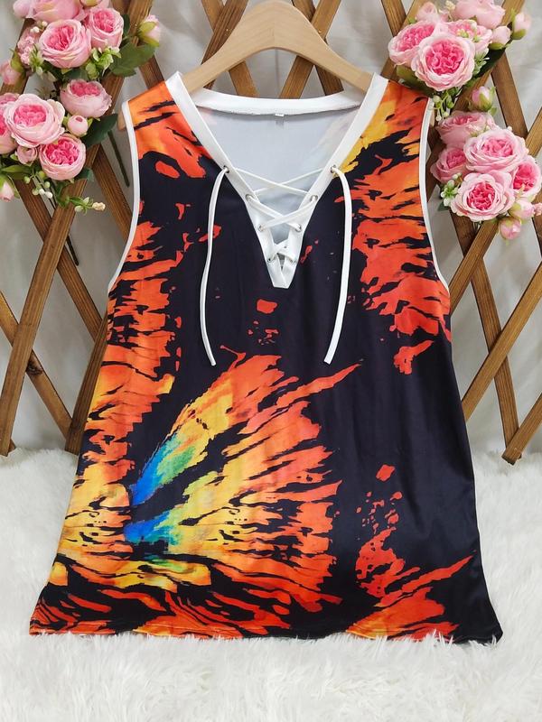 【Plus Size】 Tie Dye Print Tank Top, Casual Sleeveless Top for Daily Wear, Women's Plus Clothing for All Seasons 2