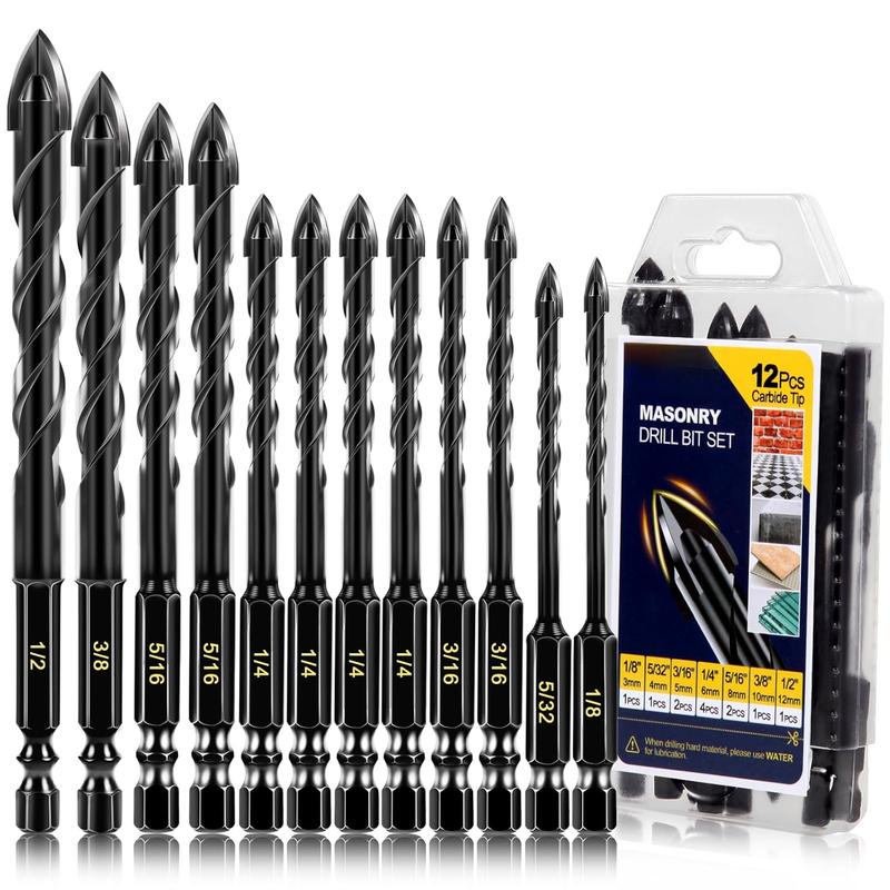 12-PCS Concrete Drill Bit Set & Masonry Drill Bit Set, Cemen - TikTok Shop