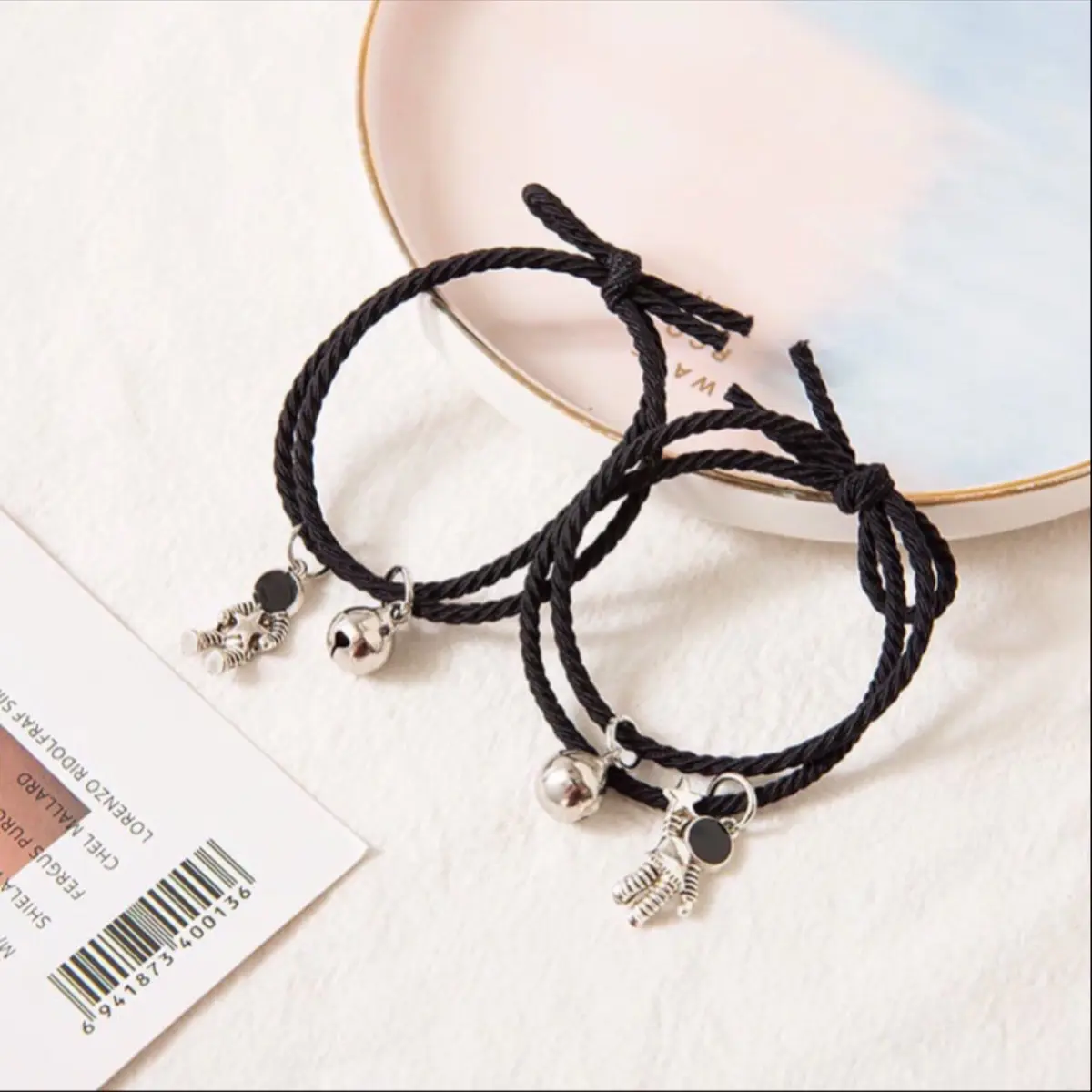 Gelang couple tali hitam Bestfriend chain rainbow