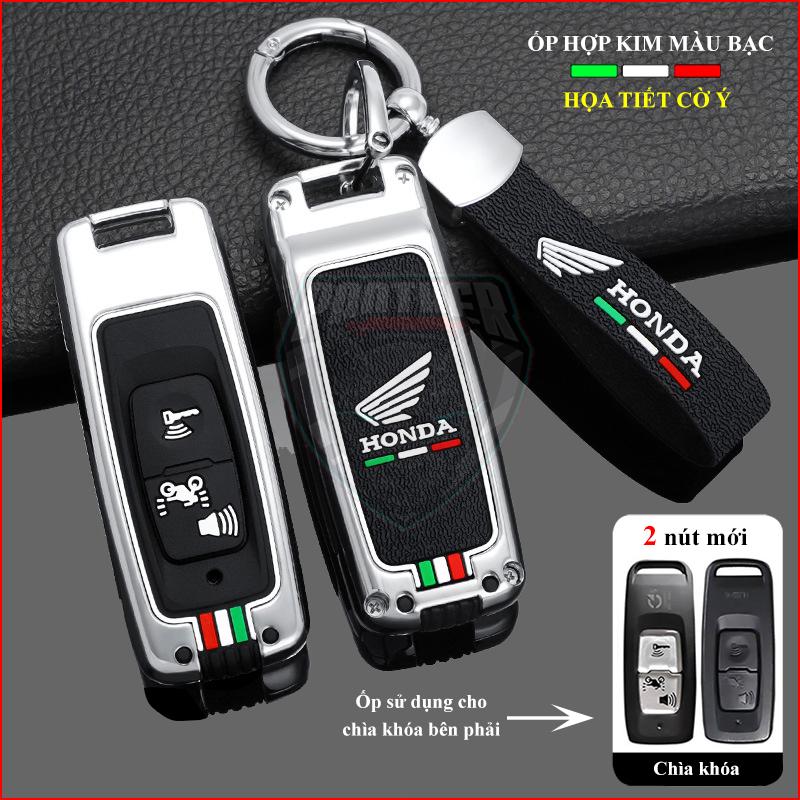 Ốp Chìa Khóa Xe Máy Honda AirBlade, Vario, Vision, Lead, WinnerX Hợp Kim Bạc 3 Sọc Chìa 2 Nút Mới