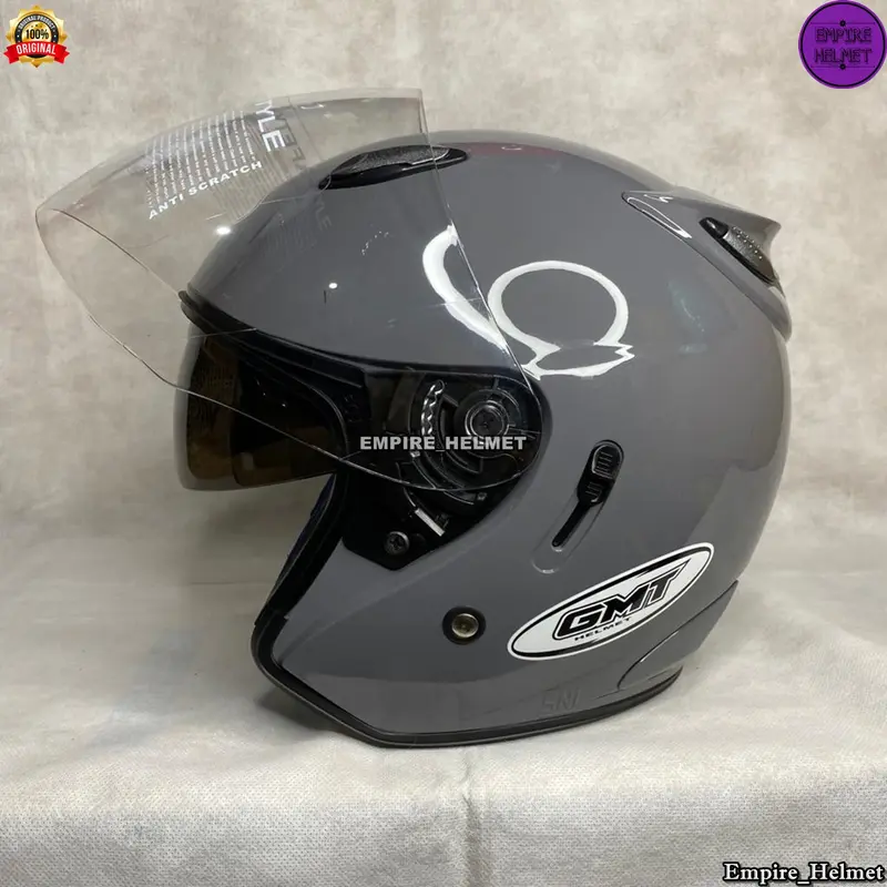 Helm Half Face Gmt Centro Double Visor Solid Polos Original Paket Ganteng Bonus Gratis Spoiler+Stiker Helem Pria Wanita Dewasa STandar Sni 8