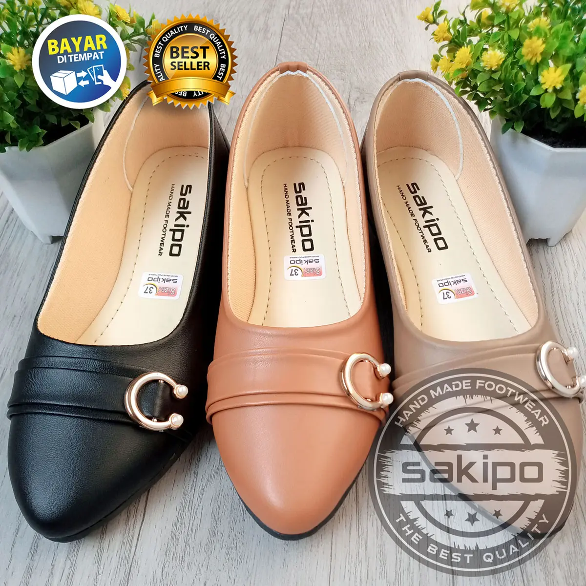 Sepatu Balet Wanita Dewasa Remaja Korea Style / Flatshoes Pita Samping Keren Trendi / Sakipo Hitam Kerja Kuliah