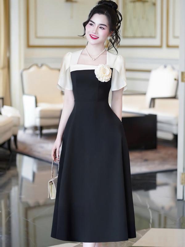 MIỄN SHIP MDU4755 Váy Mango Ý Cao Cấp – Sang Trọng Với Hoa Thủ Công Nổi Bật Dành Cho Nữ