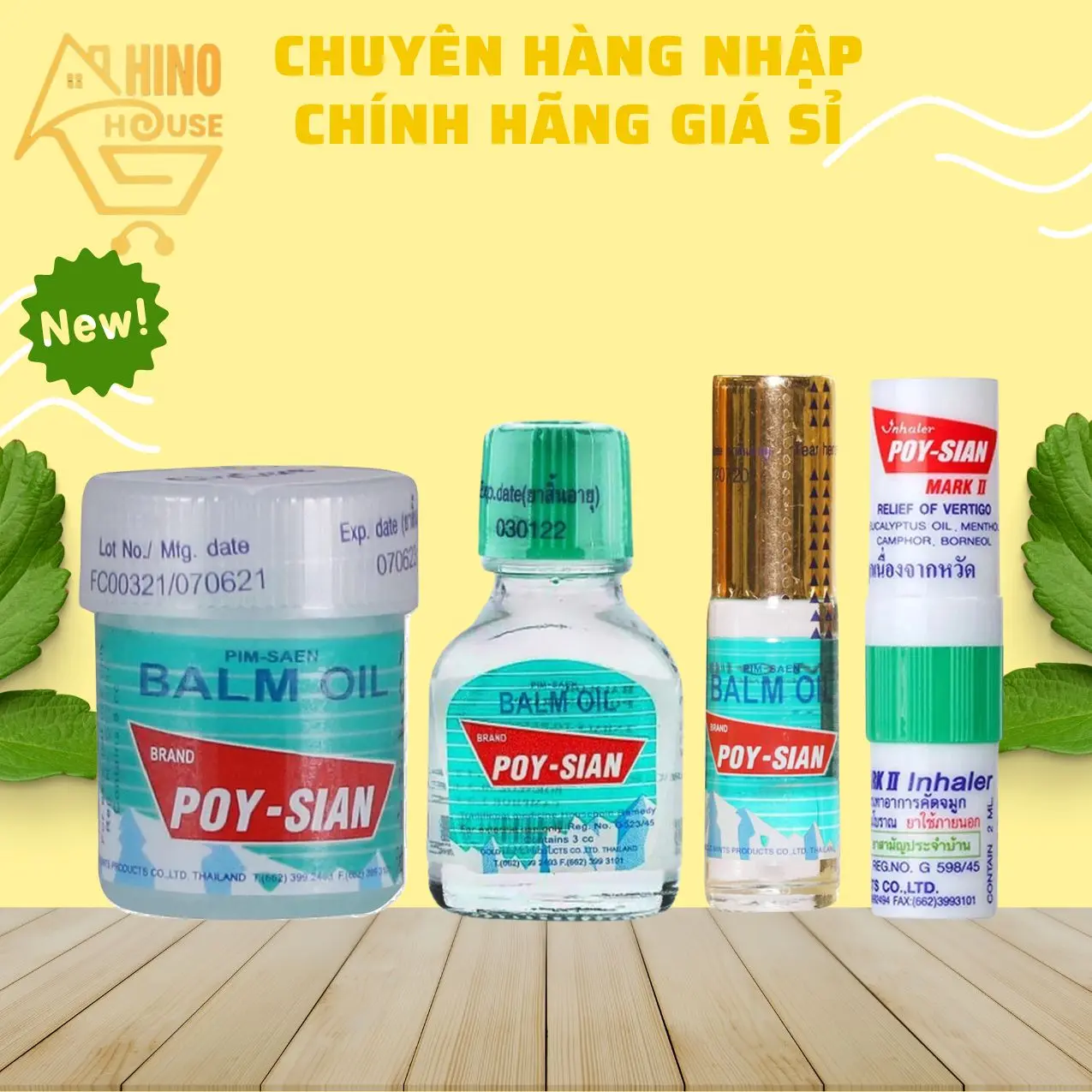 Dầu Gió, Ống Hít Poy-sian Brand Thái Lan Hỗ Trợ Giúp Thông Mũi Giảm Đau Đầu, Say Tàu Xe - Hinohouse