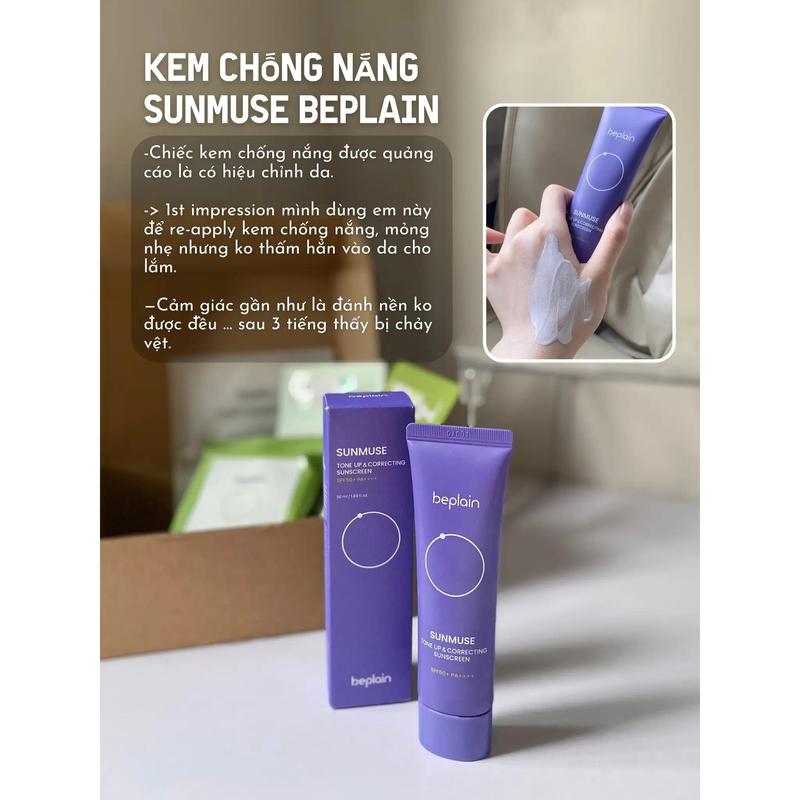 Kem chống nắng lai BEPLAIN Sunmuse Nâng tone & Hiệu chỉnh tone da SPF 50+ PA++++ ( Tím đậm ) - Tabula Century 3