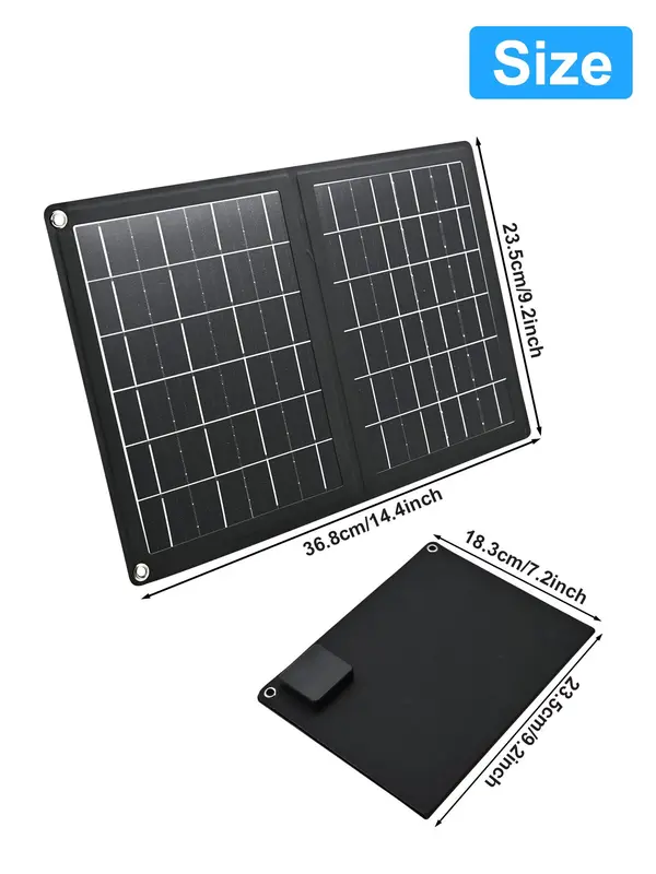 10W Foldable Solar Panel, 2 In 1 Solar Charger with Type C & USB Ports, Waterproof Solar Charging Equipment for Phone & Accessories 1