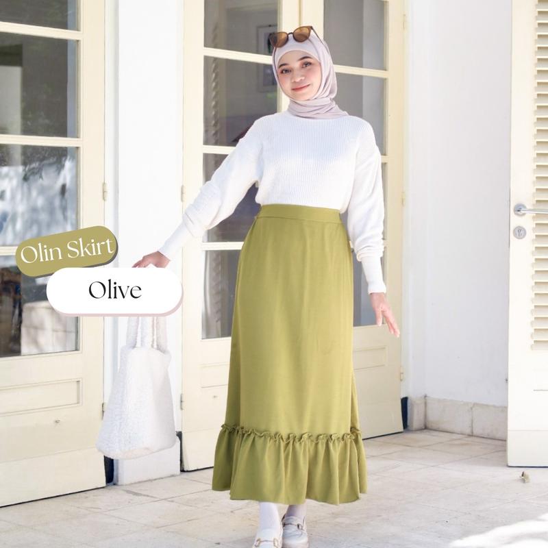Olin Skirt / Rok Ruffle / Rok Korea Polos Cantik Karet 4