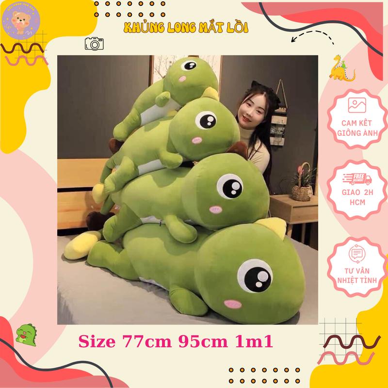 Gấu Bông khủng long mắt lồi Siêu To size 1M1,Tắc kè đuôi tim vải miniso co giãn mềm mịn- Đồ Chơi Toy thú bông thú nhồi bông Phát Nhạc