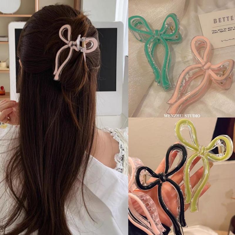  Kẹp tóc dạng nơ lớn phối màu nhựa Acrylic dễ thương LOLI 