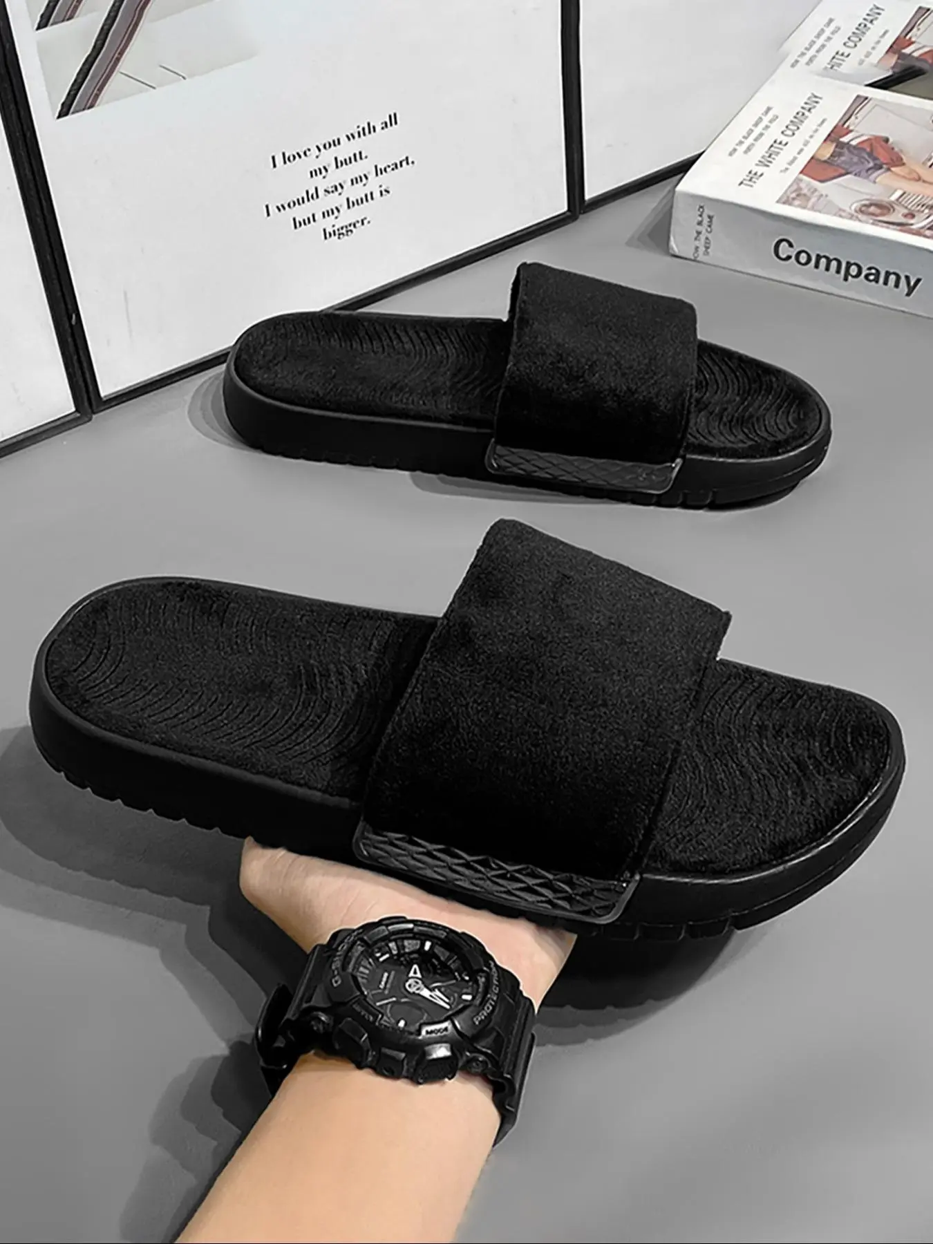 Men's Solid Color Velvet Slippers, Casual Comfortable Home Slippers, Warm Slippers for Indoor & Outdoor Use for Fall & Winter