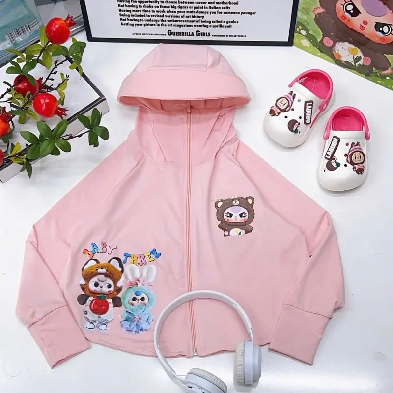 Áo chống nắng cánh dơi cho bé gái dáng rộng 16-30kg 1
