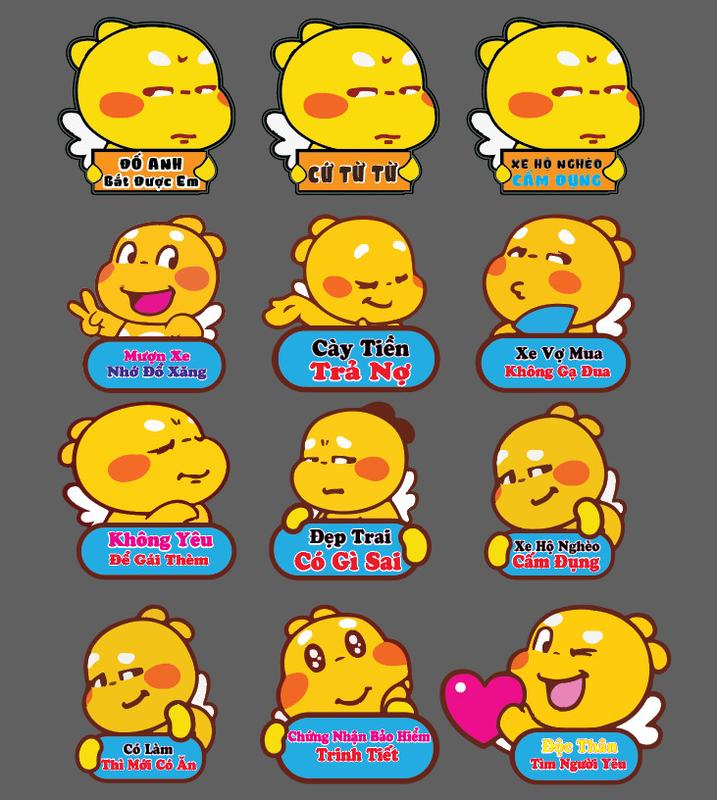 Set Combo 12 hình dán Sticker Khủng Long Vui Nhộn Hài Hước Dán Xe Máy Ô Tô Trang Trí Nhà Cửa